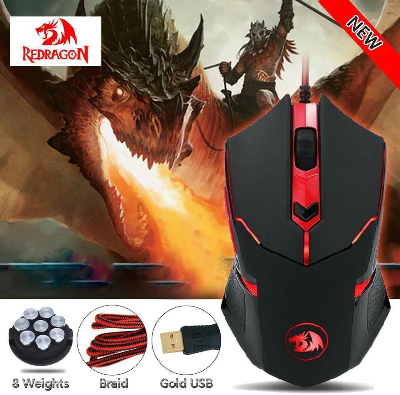 Alt view image 8 of 8 - Redragon M601 CENTROPHORus-2000 DPI Gaming Mouse for PC, 6 Buttons, Weight Tuning Set, Omron Micro Switches