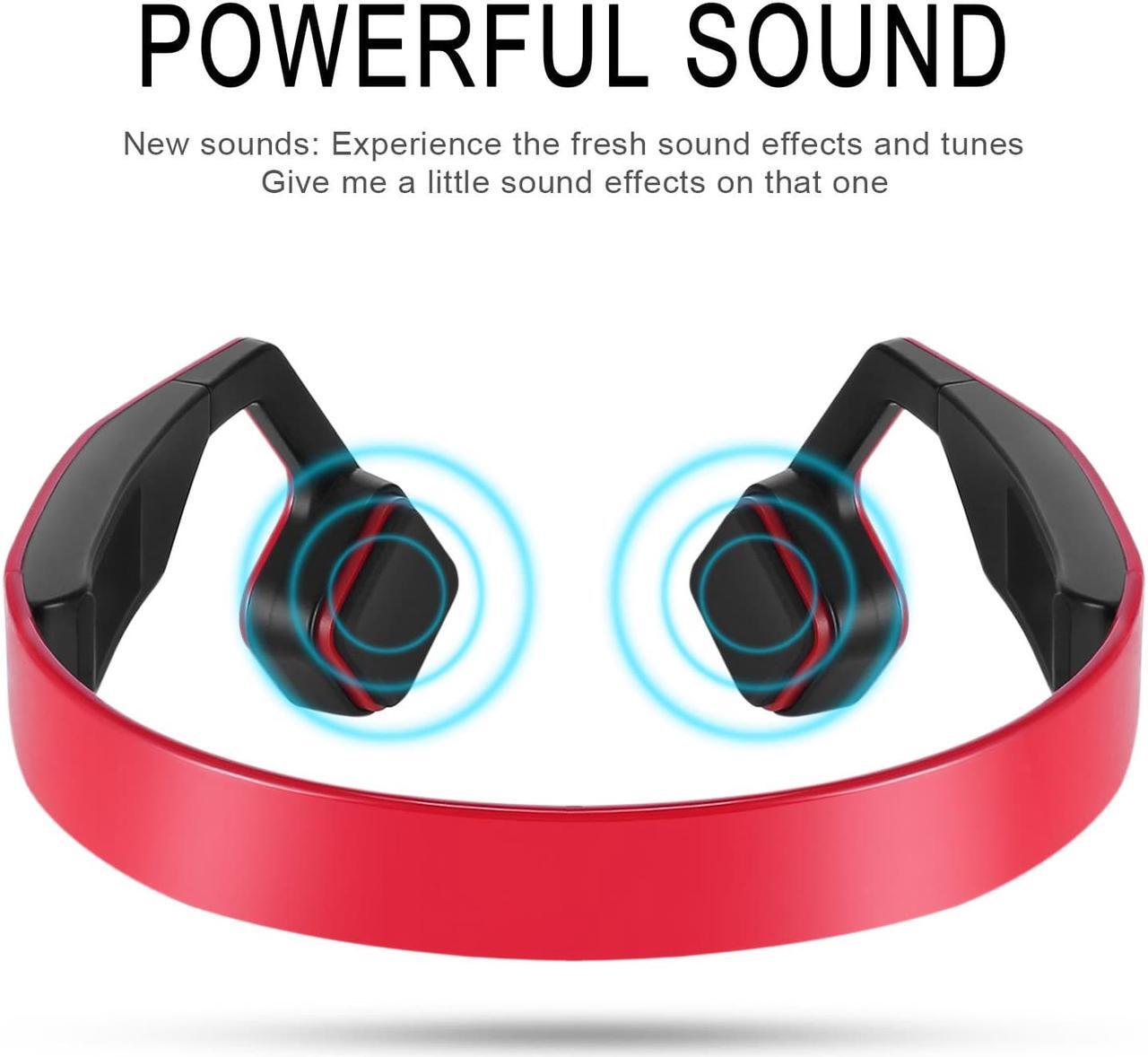 Alt view image 4 of 4 - Lian LifeStyle Bone Conduction Headphones Lightweight & Waterproof w/ Mic & Bluetooth Wireless Over Ear Headset Suitable for Sports LLSYKL701R3 (Red)