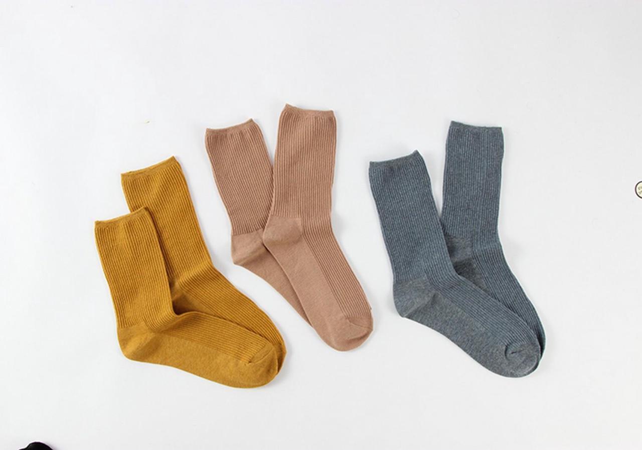 Alt view image 4 of 4 - Lian LifeStyle Big Girl's Women's 5 Pairs Breathable & Fashionable Cute Cotton Crew Socks L1840 Size 6-9(DarkSeaGreen, DarkGray,CadetBlue,Caramel,Turmeric)