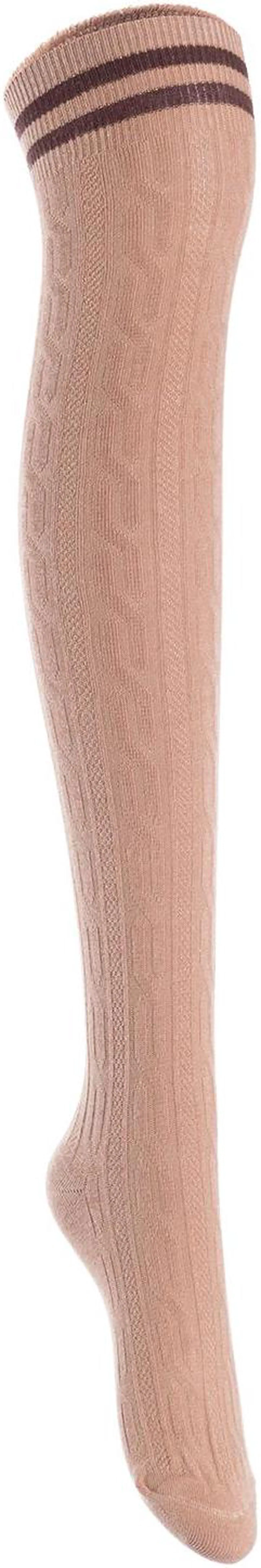 Alt view image 4 of 7 - Lian LifeStyle Women's 5 Pairs Adorable Comfortable Soft Thigh High Over Knee High Cotton Socks Size 6-9 L1023(Black,DG,Khaki,White,Wine)