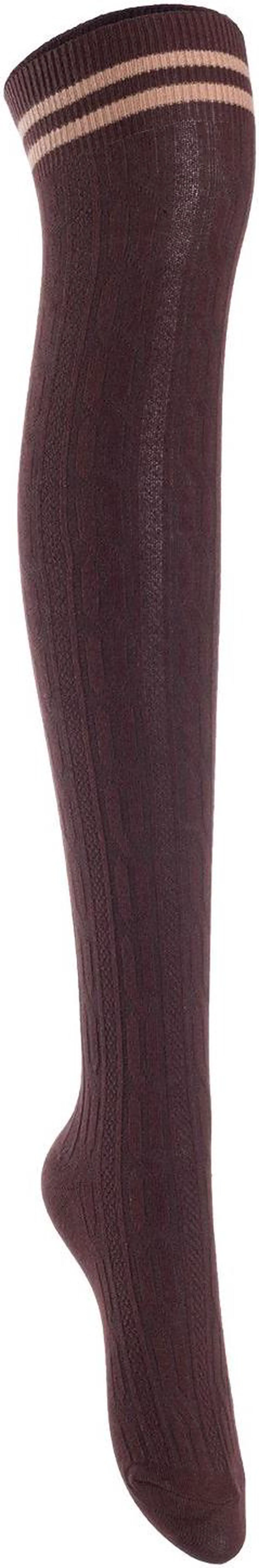 Alt view image 2 of 5 - Lian LifeStyle Women's 5 Pairs Adorable Comfortable Soft Thigh High Over Knee High Cotton Socks Size 6-9 L1023(Coffee)