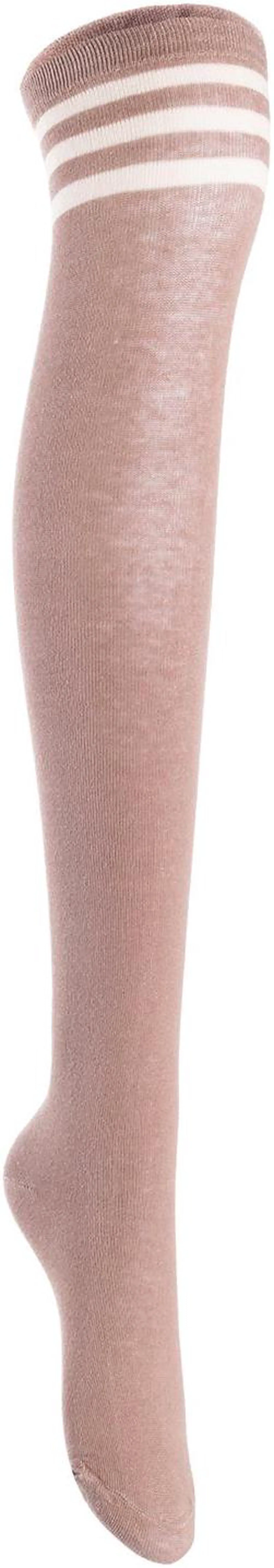 Alt view image 2 of 5 - Lian LifeStyle Women's 5 Pairs Adorable Comfortable Soft Thigh High Over Knee High Cotton Socks Size 6-9 L1022(Khaki)