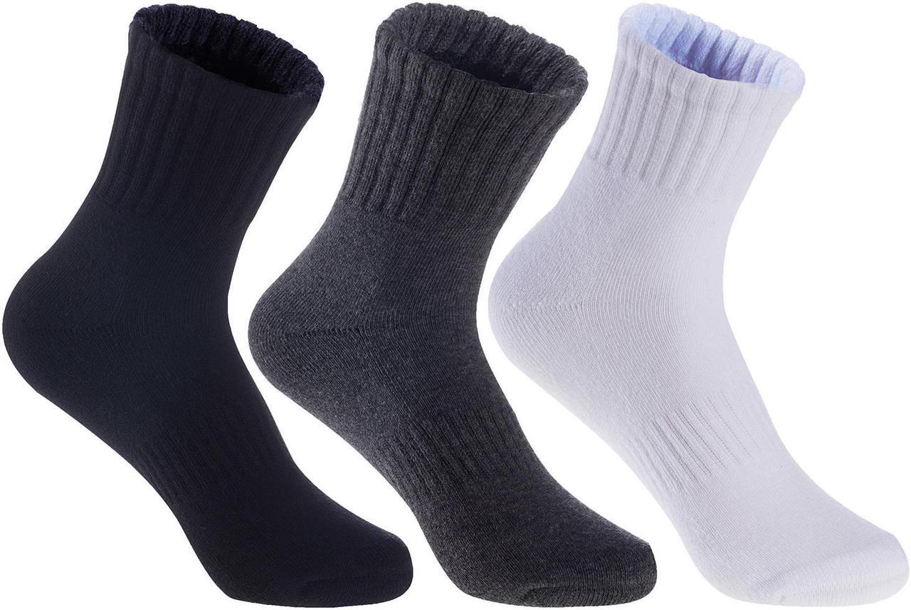 Main image of Lian LifeStyle Premium Children's 3 Pairs Sports Crew Socks Great for Sports: Running, Basketball, Soccer JH0105 Size M 9Y-12Y(Black, Grey, White)
