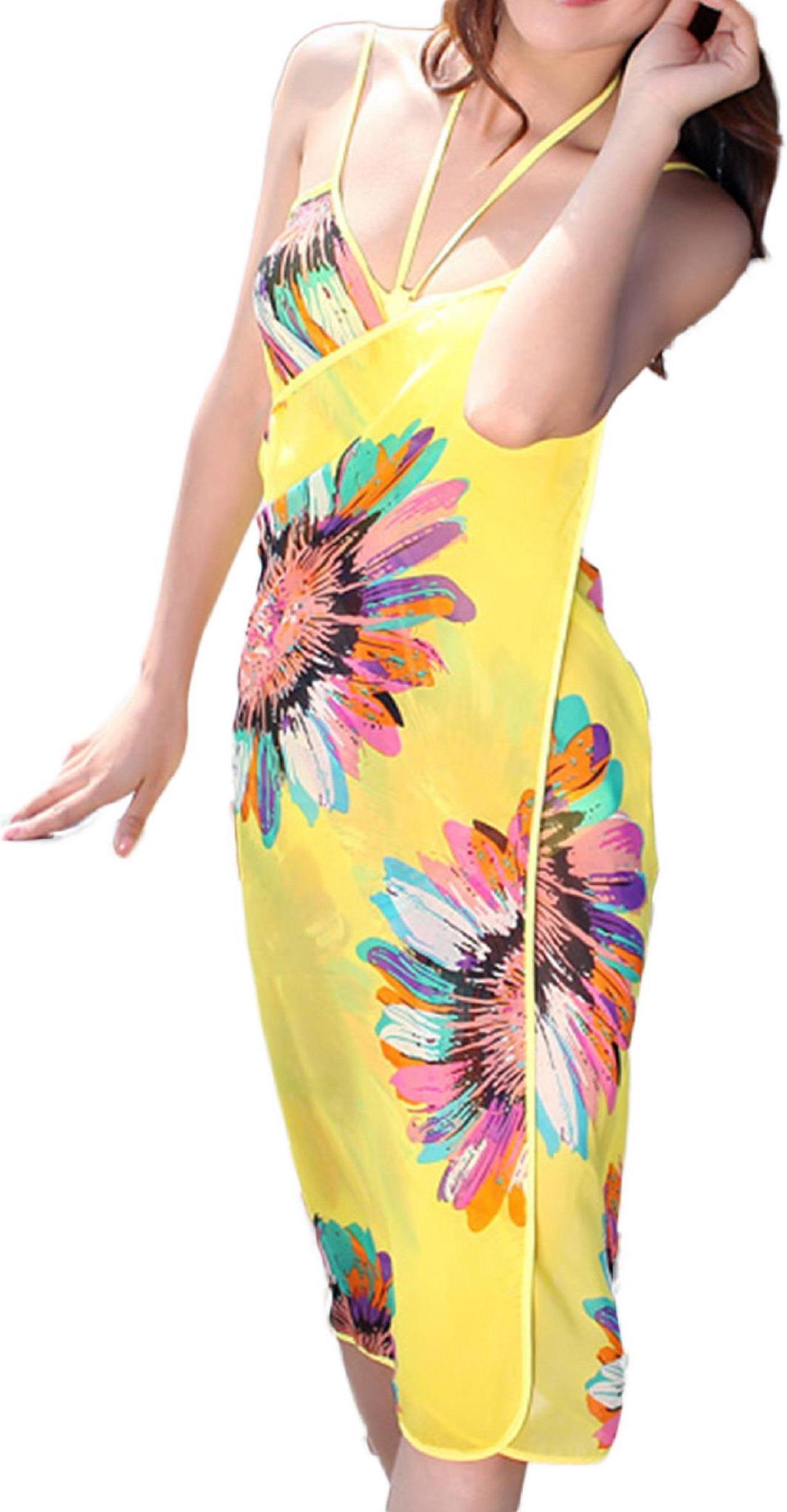 Main image of Lian LifeStyle Sexy Women's Fabulous Bathing Suit Cover Ups Beachwear Suit. Attractive Swimwear Dress- A Beach Apparel (Yellow)