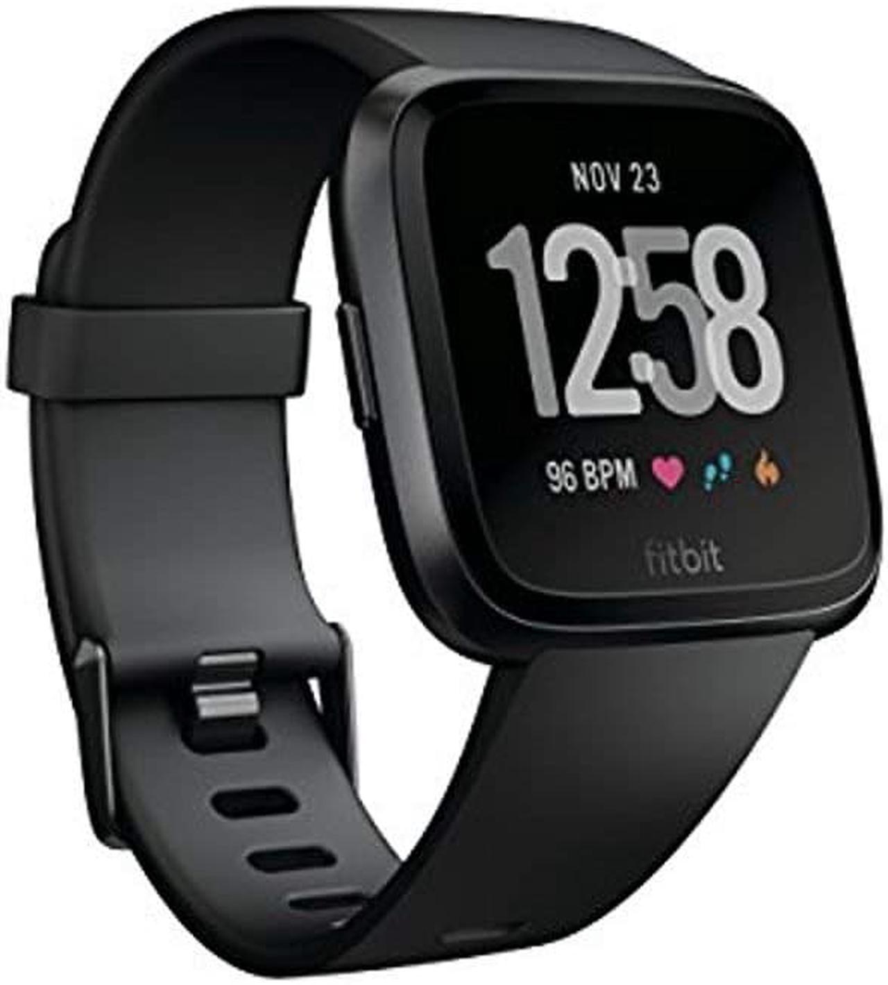 Alt view image 8 of 13 - Fitbit Versa Smart Watch Black and Black Aluminium One Size S & L Bands Included