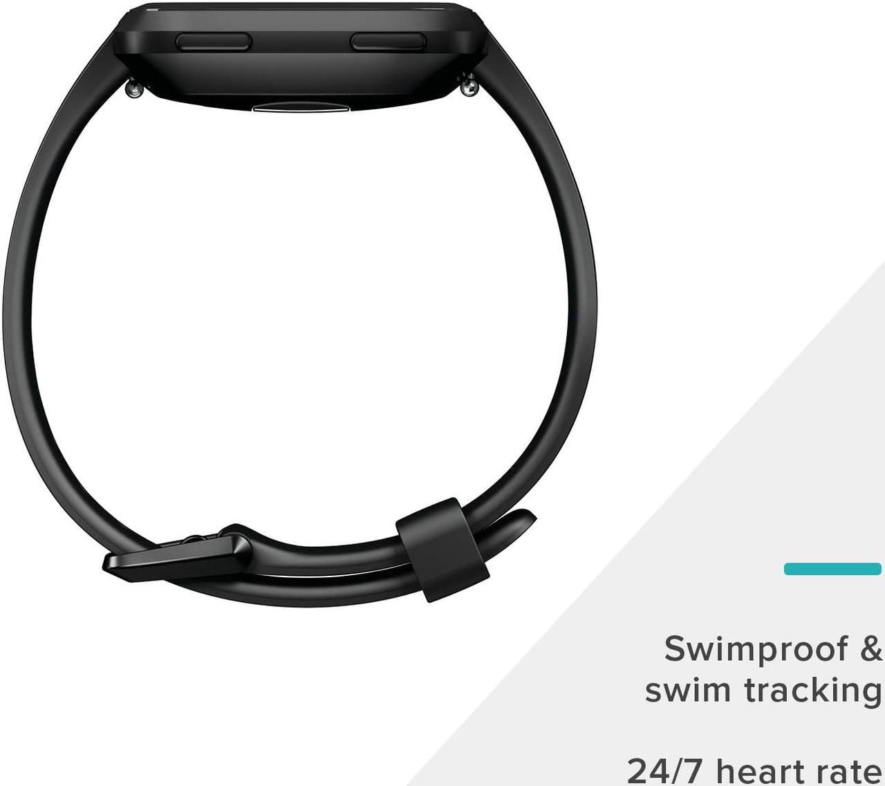 Alt view image 7 of 13 - Fitbit Versa Smart Watch Black and Black Aluminium One Size S & L Bands Included