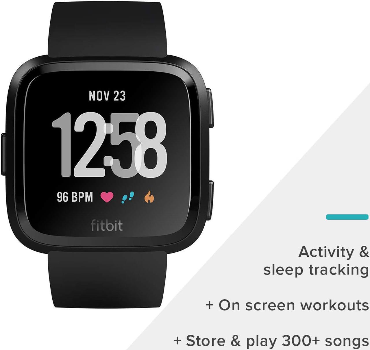 Alt view image 9 of 13 - Fitbit Versa Smart Watch Black and Black Aluminium One Size S & L Bands Included