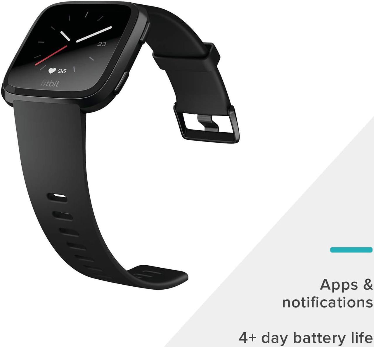 Alt view image 10 of 13 - Fitbit Versa Smart Watch Black and Black Aluminium One Size S & L Bands Included