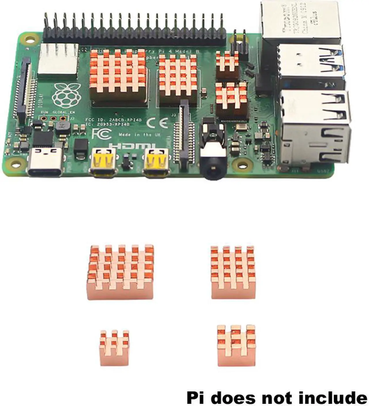 Alt view image 5 of 5 - Raspberry Pi 4 Model B Heat Sink Copper Heatsink Kit Passive Cooling Pad Heat Dissipation Radiator for Raspberry Pi 4