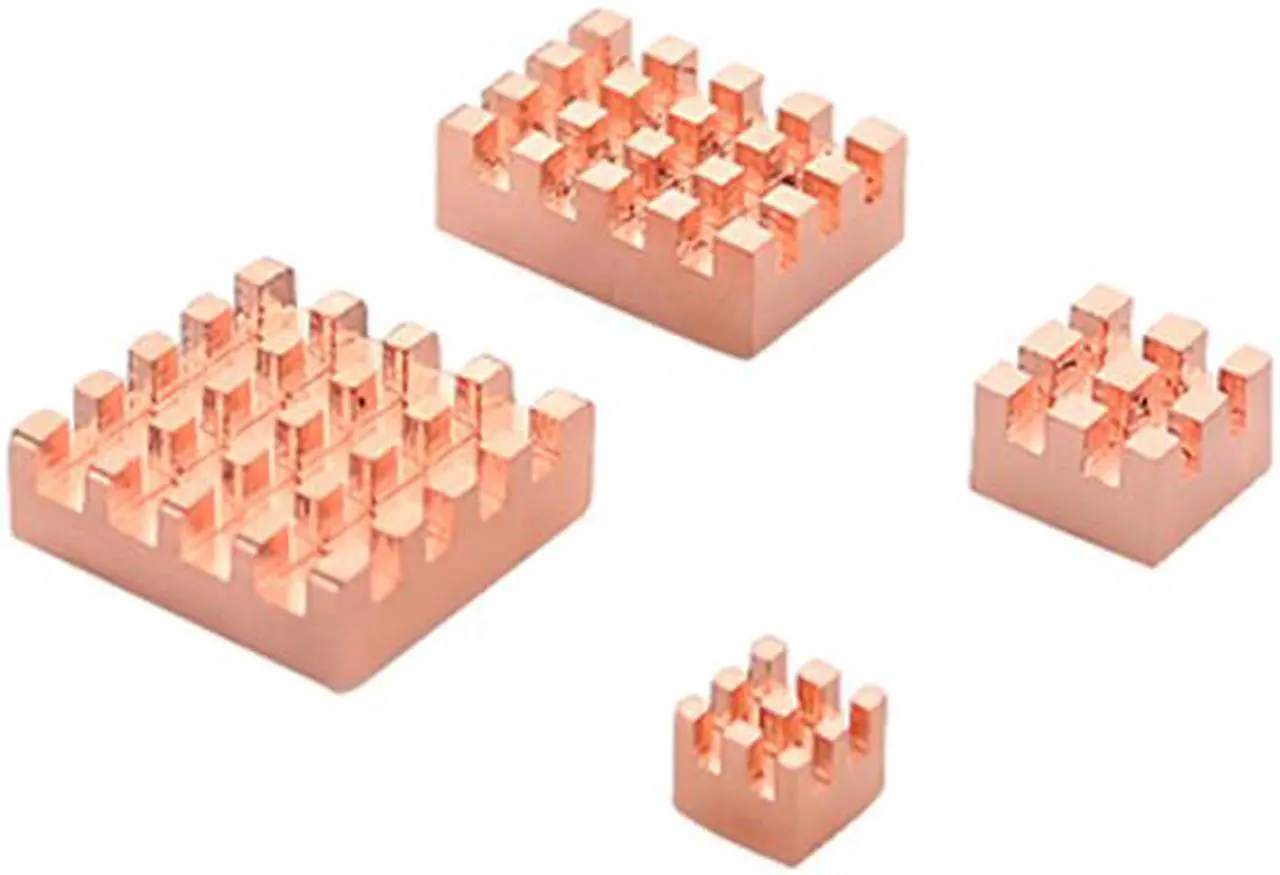 Alt view image 2 of 5 - Raspberry Pi 4 Model B Heat Sink Copper Heatsink Kit Passive Cooling Pad Heat Dissipation Radiator for Raspberry Pi 4