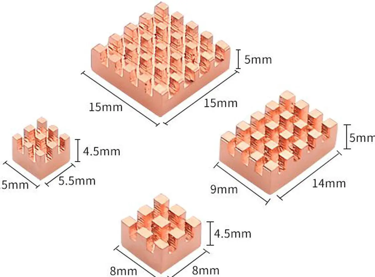 Alt view image 4 of 5 - Raspberry Pi 4 Model B Heat Sink Copper Heatsink Kit Passive Cooling Pad Heat Dissipation Radiator for Raspberry Pi 4