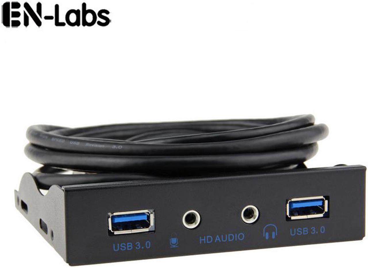 3.5" Front Panel USB 3.0 Hub, Motherboard 20 Pin to 2 Ports USB 3.0 Splitter, HD Audio Mic Connector Adapter with Internal Floppy Bay Bracket - 2 Feet Cables