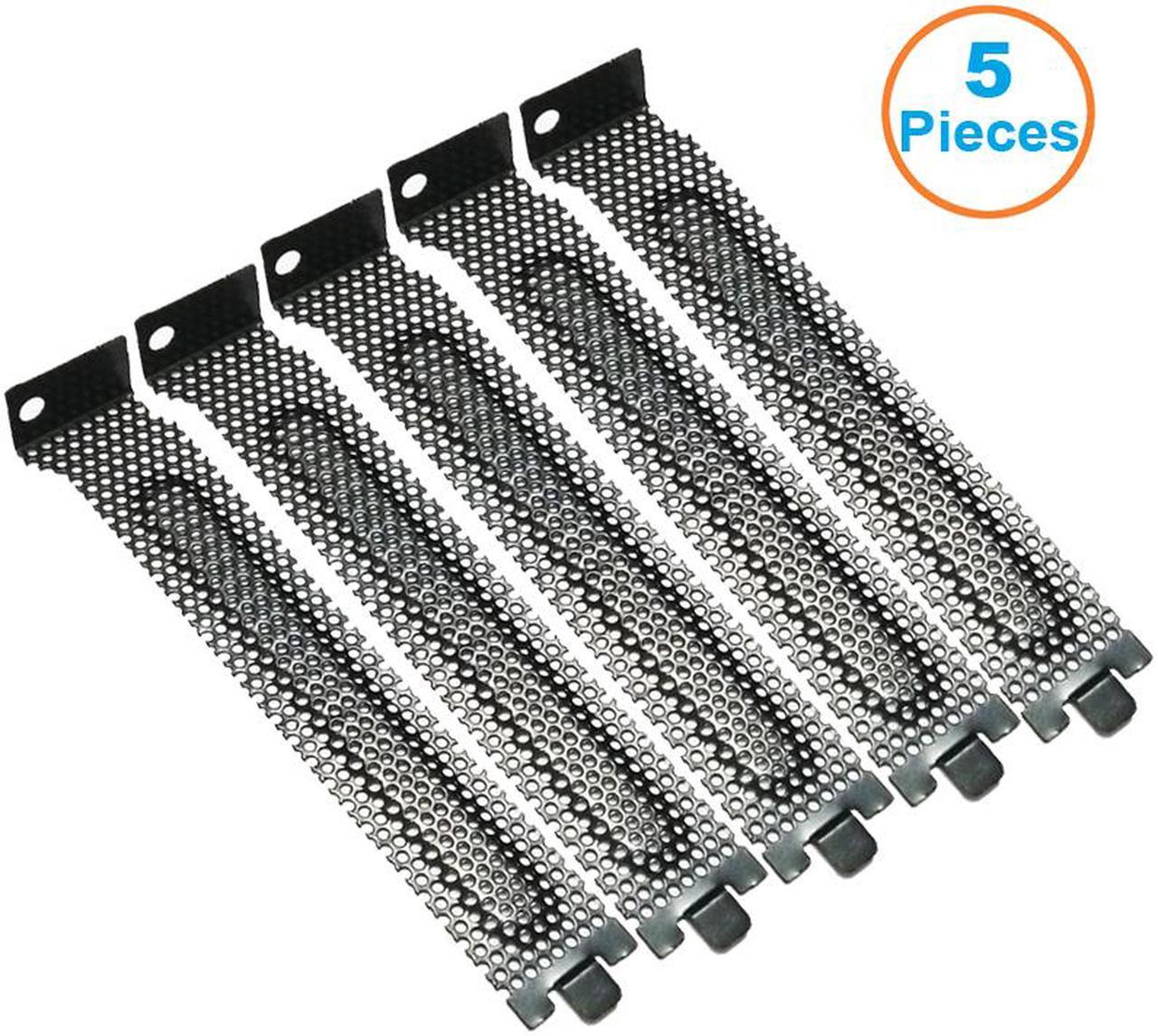 5pcs Black PCI Slot Cover Dust Filter Blanking Plate with Screws,Mesh Aluminum Full Profile PCI Slot Protector for Computer PC Case