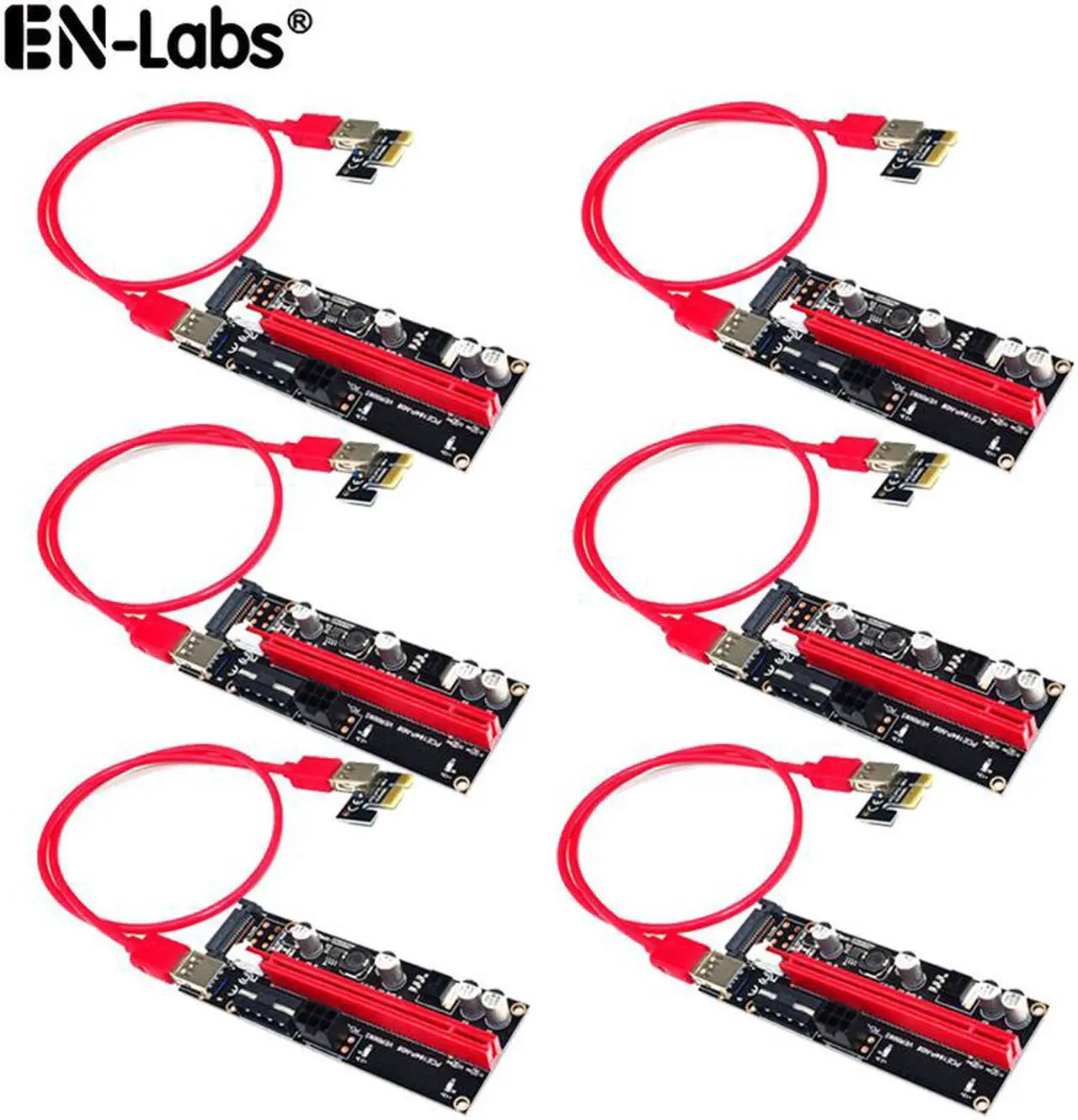Main image of PCIe Riser Cable 1X to 16X Graphics Extension for GPU Mining Powered Riser Adapter Card, 60cm USB 3.0 Cable,PCI Express X1 to X16 GPU Mining Card, SATA,6Pin and Molex 3 Power Options-6pcs/Lot