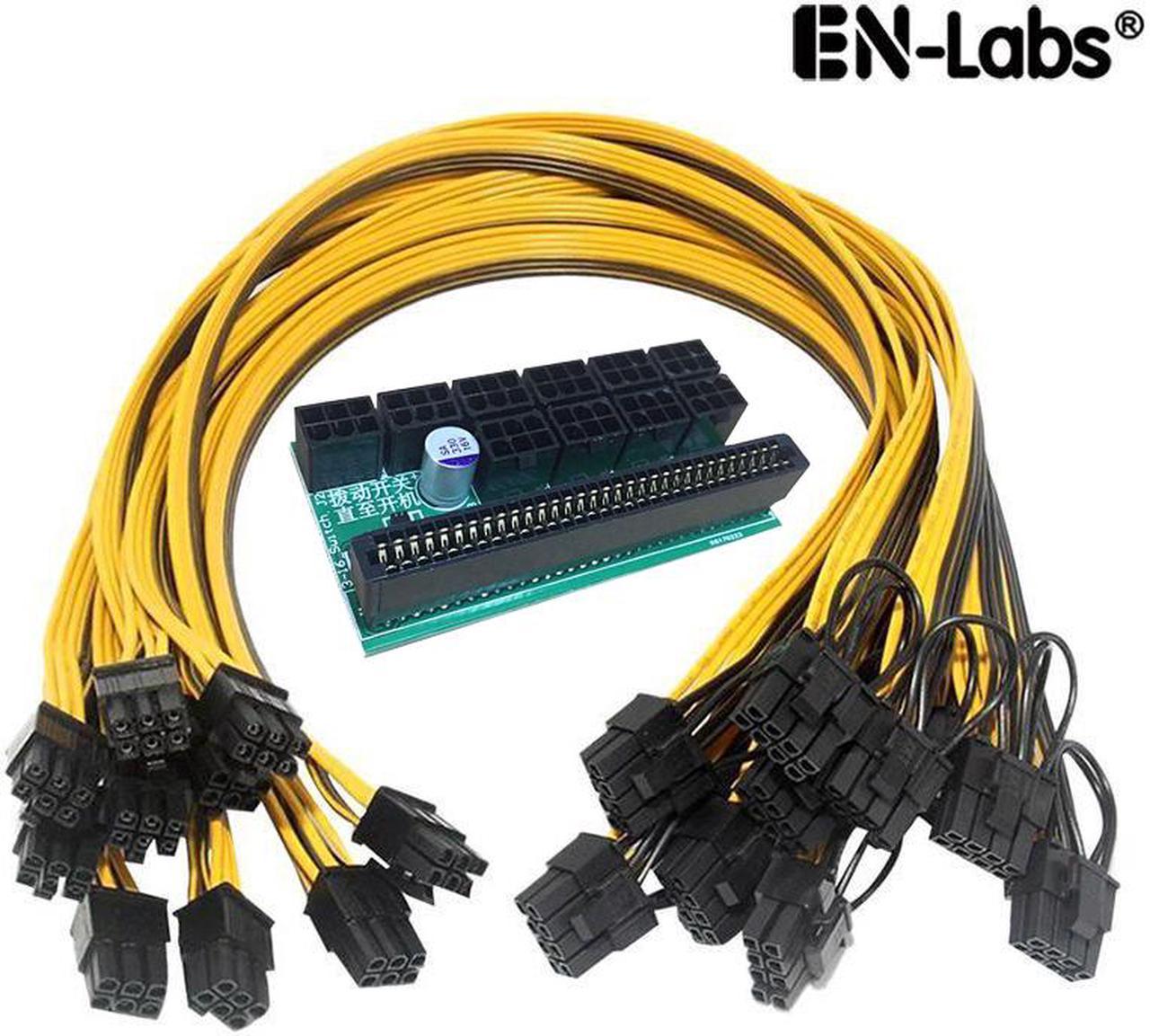 EnLabs KITPSUSW6PX108P Mining Power Supply 12V GPU/PSU 10 Ports 6pin Breakout Board + 10pcs 18AWG PCI-E 6Pin to 6+2Pin Cables (19.69Inch), Power Adapter Board for HP 1200w/750w PSU Ethereum ETH ZEC