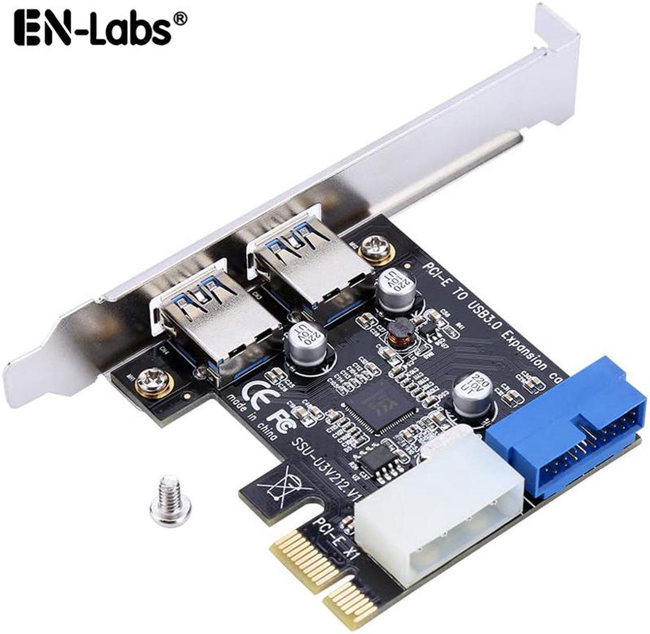 4 Port PCIE PCI-e to USB 3.0 (2 x Type A+ 20 Pin Internal) Expansion Card Hub Controller PCI Express Card Adapter w/ Molex Power