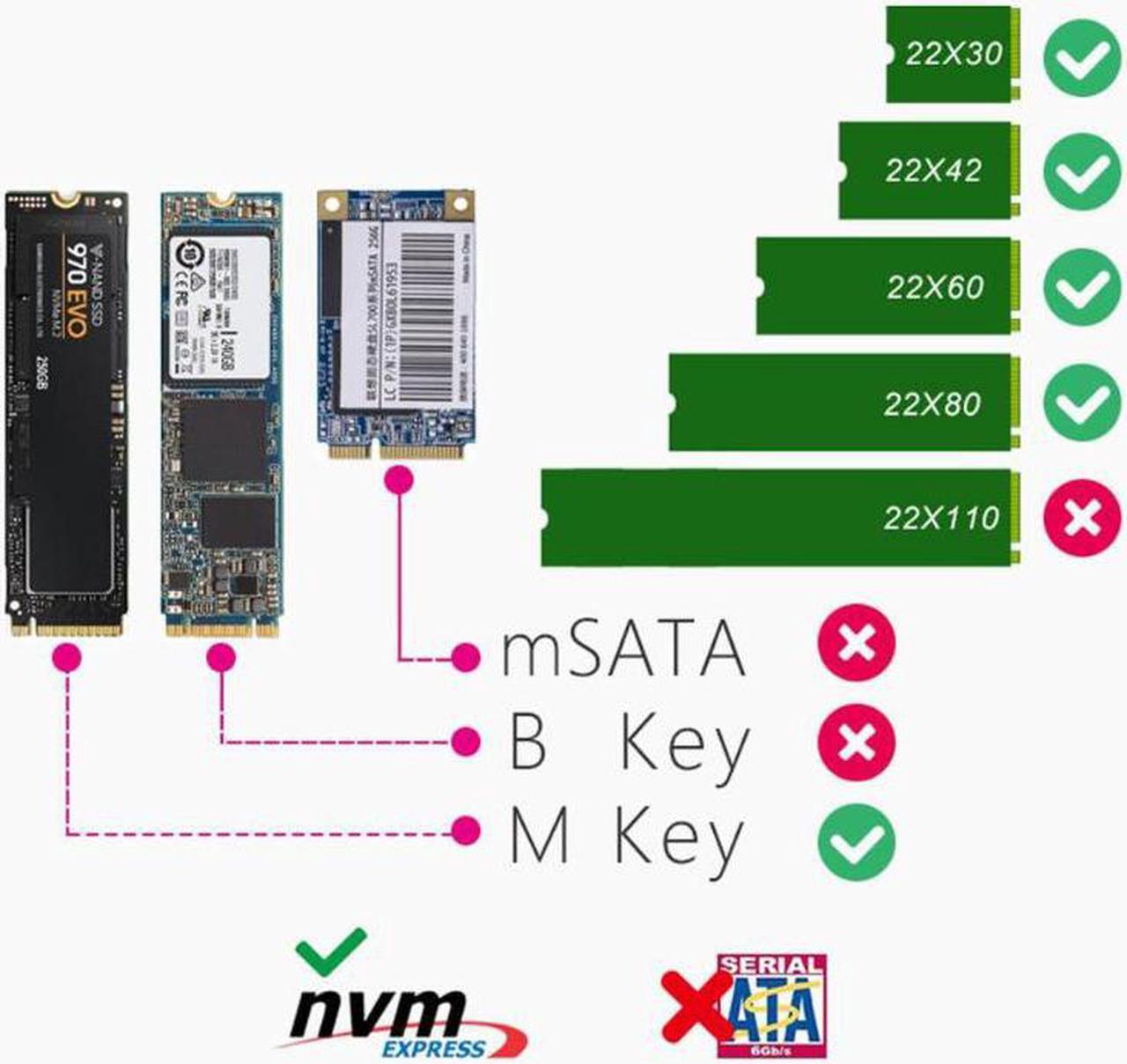 Alt view image 5 of 5 - NVMe to USB Hard Drive Enclosure, USB 3.1 USB C to M.2 SSD NVMe PCIe Converter Adapter Type C Gen 2 10Gbps to M-Key HDD w/ Aluminum Case & Thermal Pad for 2280/2260/2242/2230