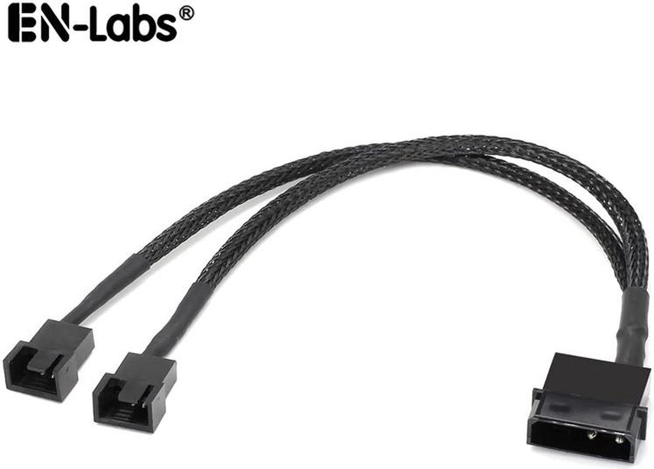 EN-Labs Molex to 3 Pin 4 Pin Fan Sleeved Power Splitter Cable Adapter,Molex LP4 to 2 x TX3 / TX4 (PWM) 12V PC Case Fan Cooler Y Splitter Power Extension Cord - 10 Inch,Black