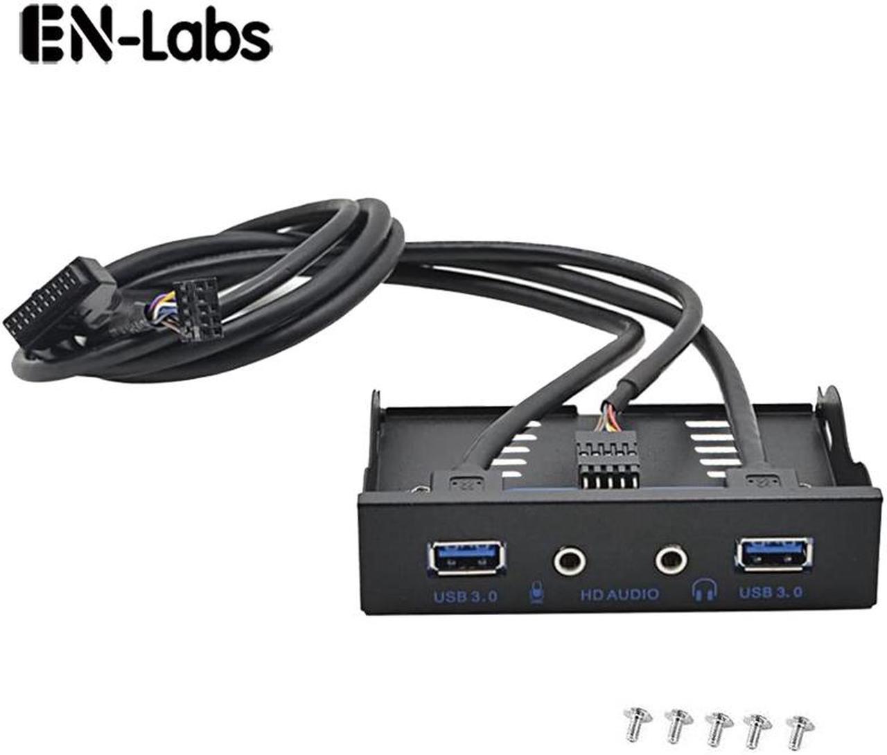 3.5" Internal Floppy Bay Front Panel Motherboard Mainboard USB 3.0 20Pin Header to 2 Port USB 3.0 Female Hub Adapter Bracket w/ HD Audio Mic Connector