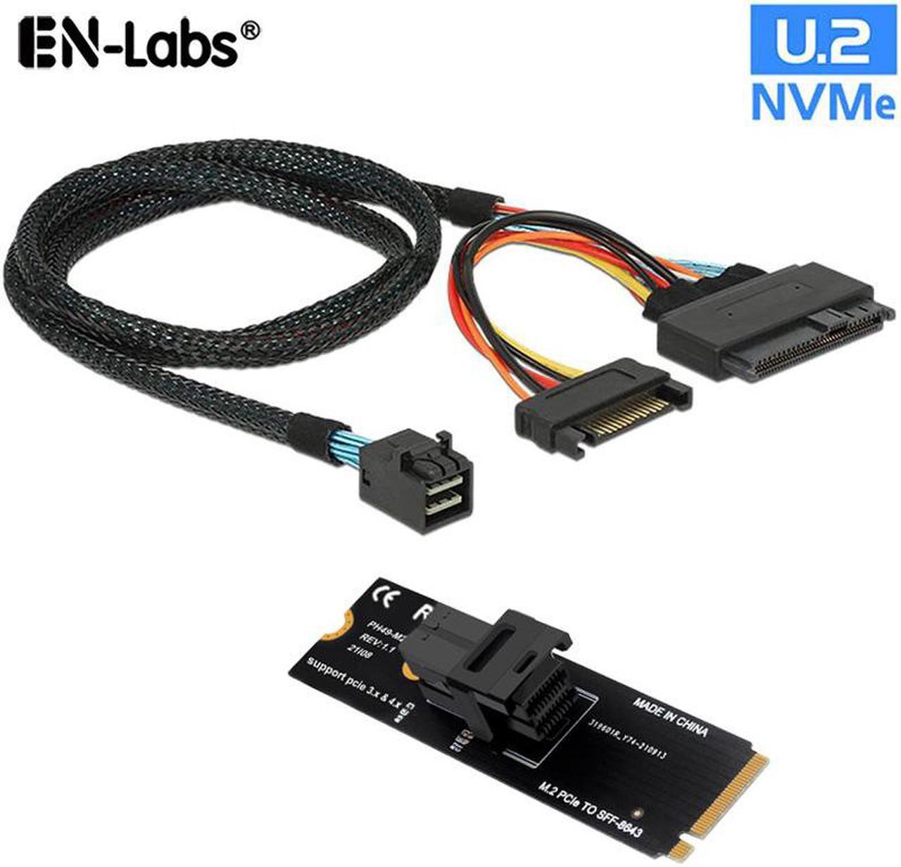 EN-Labs U.2 to M.2 NVMe M-Key NVMe Adapter,M2 to Mini SAS SFF-8643 Expansion Card w/ SFF8643 to SFF-8639 PCIe SSD Adapter Cable for Mainboard Intel SSD 750 p3600 p3700 - 1.64FT