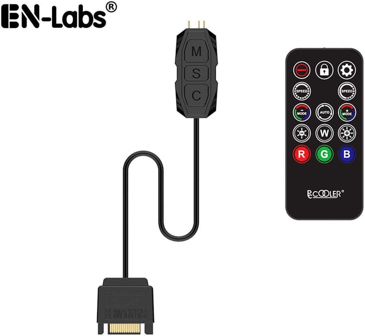 EnLabs Wireless IR Remote 5V ARGB Controller,5V 3 Pin to SATA AURA RGB Controller for Cooling Fan,LED Strip,Case Fan Addressable RGB SYNC-6.6FT Distance Using