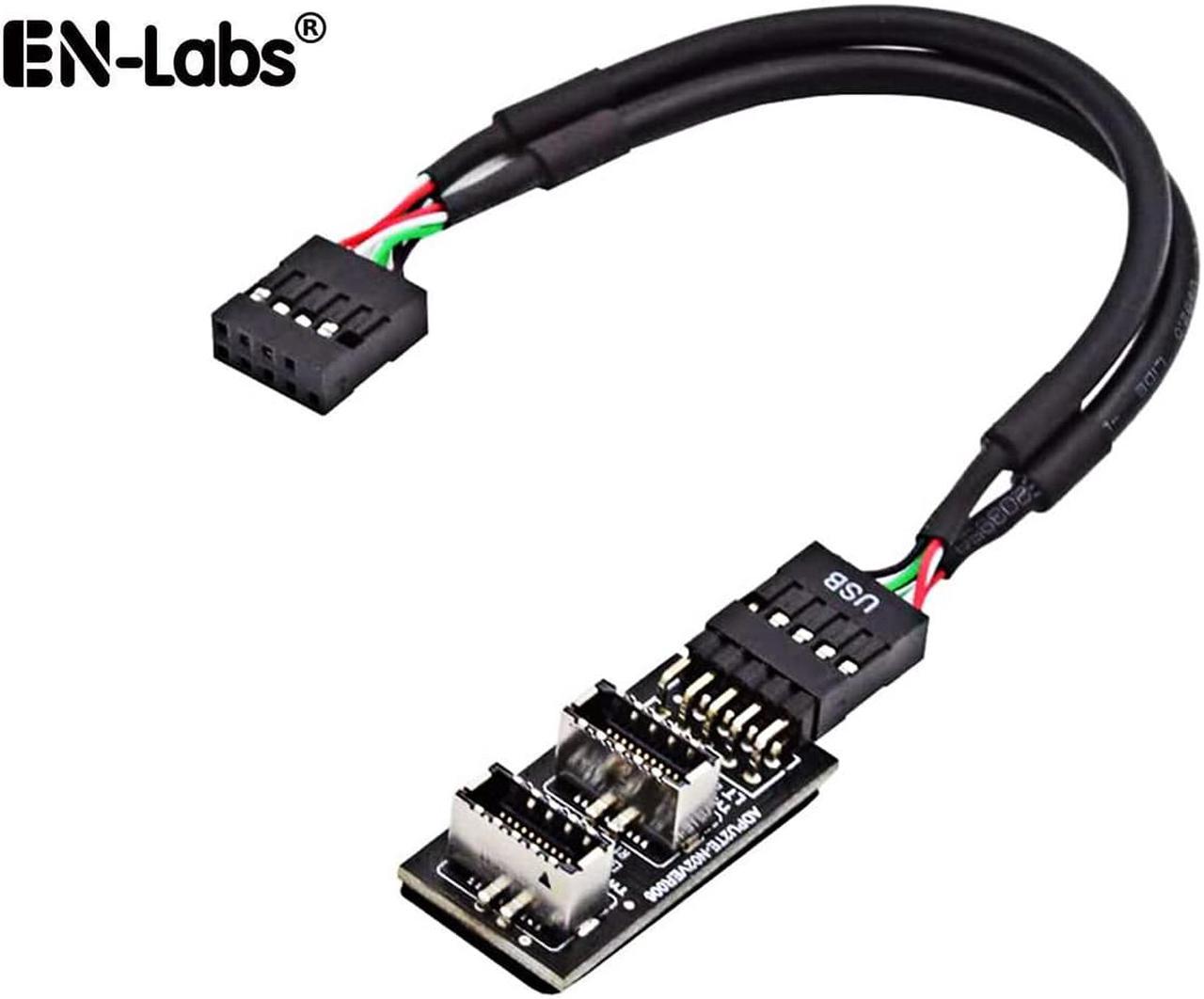 Motherboard USB 2.0 9pin Header to Dual USB 3.2 Front Panel Socket Key-A Type-E Extension Hub Splitter Adapter - USB 9 Pin to 2x USB 3.2 Motherbaord Connectors Extender - 6" USB 9-pin Internal Cable