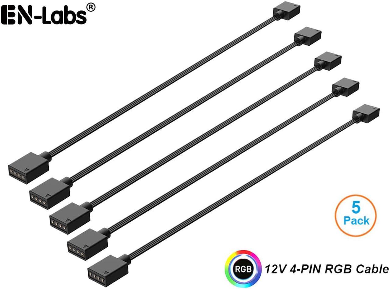 EnLabs 12V 4pin RGB Female to Female Flat Cable,4 Pin Extension Connector Cord Wire for PC RGB Fan Cooler & LED Light Strips-1.64FT - 5 Pack