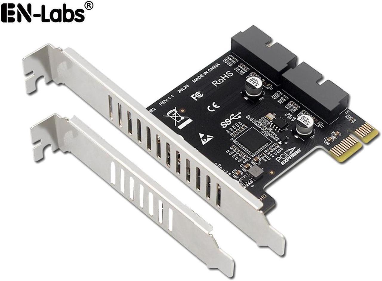 PCI-E 1X to 2 Ports Internal USB 3.0 19Pin 20Pin Header for Front Panel,USB 3.0 5Gbps to PCIe Expansion Card Adapter with High & Low Profile Bracket for Desktop Computer Motherboard