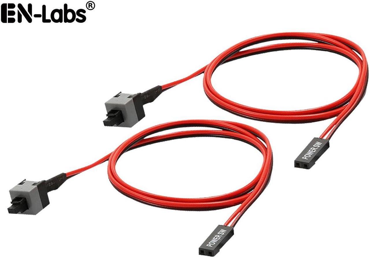 Main image of Enlabs PWSW50CM 2 Pin SW PC Power Switch Cable, ATX Computer on/off Push Button Switch Wire for Case Connects to motherboard - 20", 2 Pack