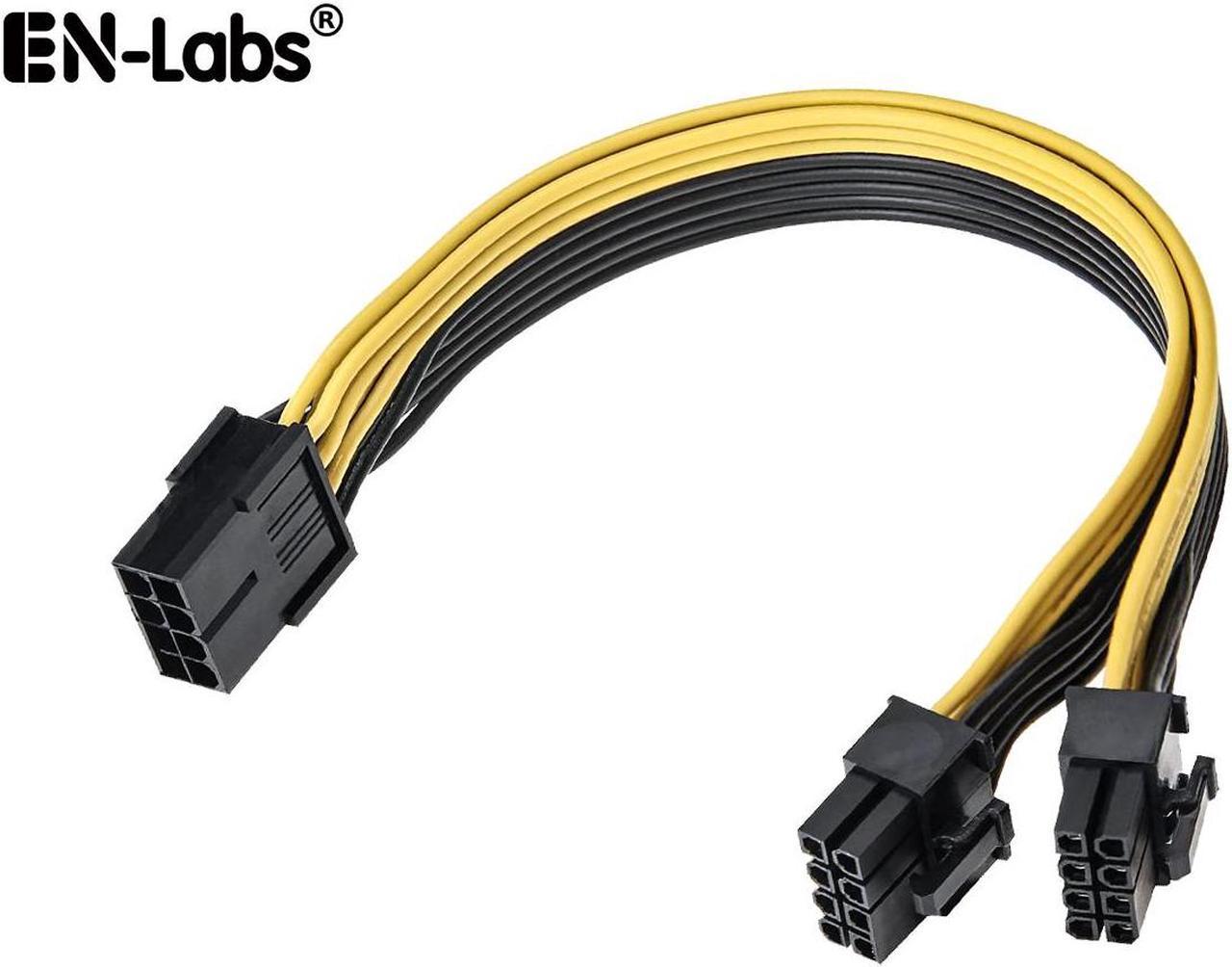 EnLabs PCIE8PSPL8P20CM 8 inch PCIe 8pin to 2 x 8pin(6+2) Male to Female PCI-E Power Splitter Cable for GPU Power Supply,Dual PCIe 8pin Ethereum Mining Video Card to PSU Power Cable