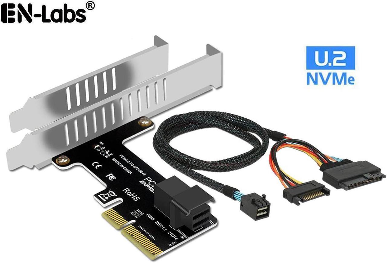 EN-Labs PCIe X4 to U.2 NVMe SSD Adapter,PCI Express to Mini SAS SFF-8643 Expansion Card w/ SFF8643 to SFF-8639 PCIe SSD Adapter Cable for Mainboard Intel SSD 750 p3600 p3700 - 1.64FT