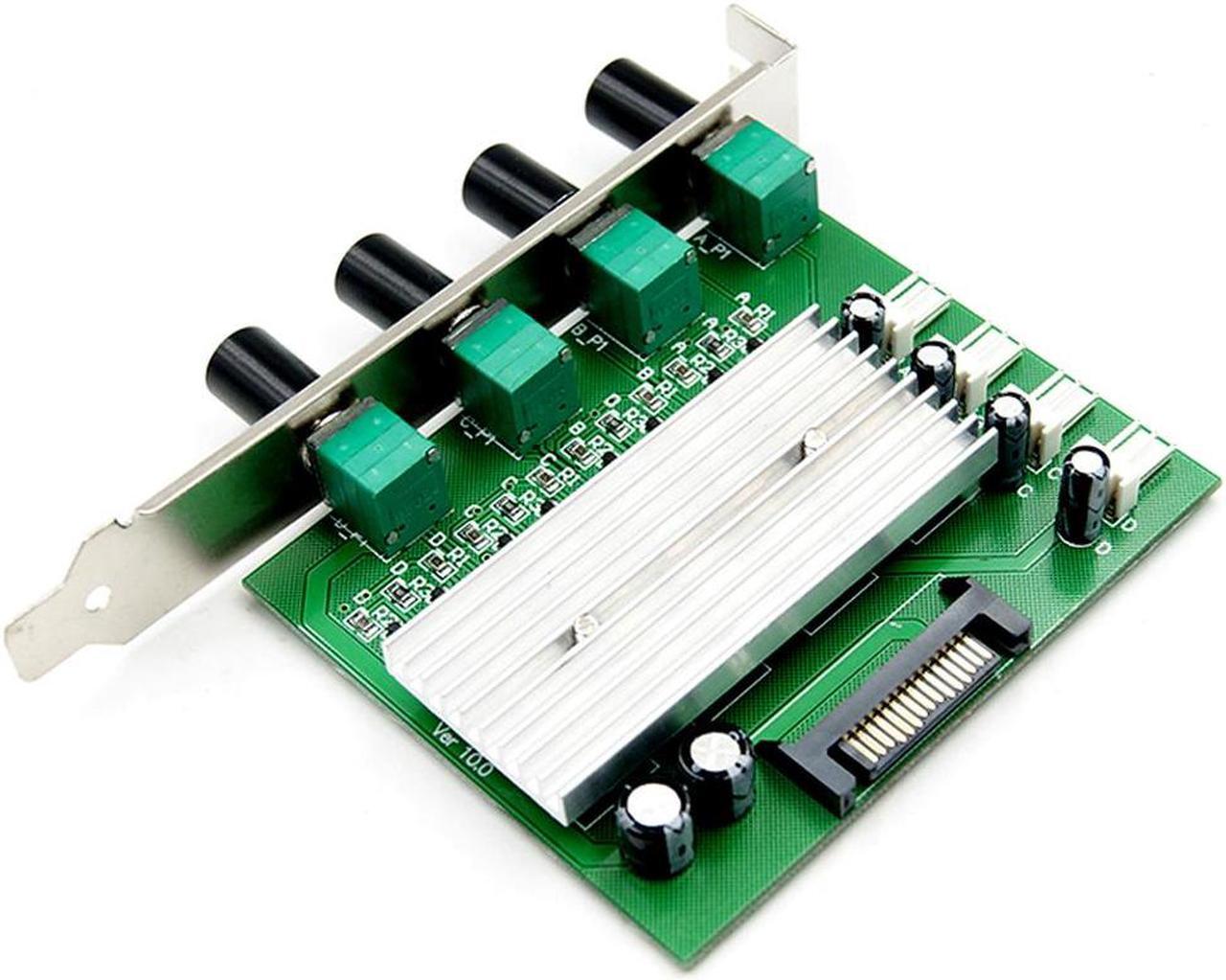 Alt view image 2 of 4 - Computer PC Cooling Radiator System 4 Channel 3 pin 4 pin Cooler Fan RPM Speed Controller w/ PCI Slot Rear Bracket for fan 12 v - power by SATA 15pin