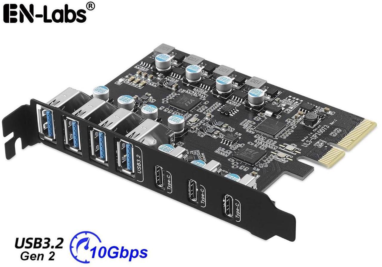 Main image of PCIe 3.0/4.0 to 10Gbps USB 3.2 Gen2 Expansion Card,7-Ports (4 USB Type-A and 3 Type-C Ports) to PCI Express x4 PC USB Hub for Win10/8/7 Linux & MAC OS 10.8.2 above with Full-Profile Slot Cover