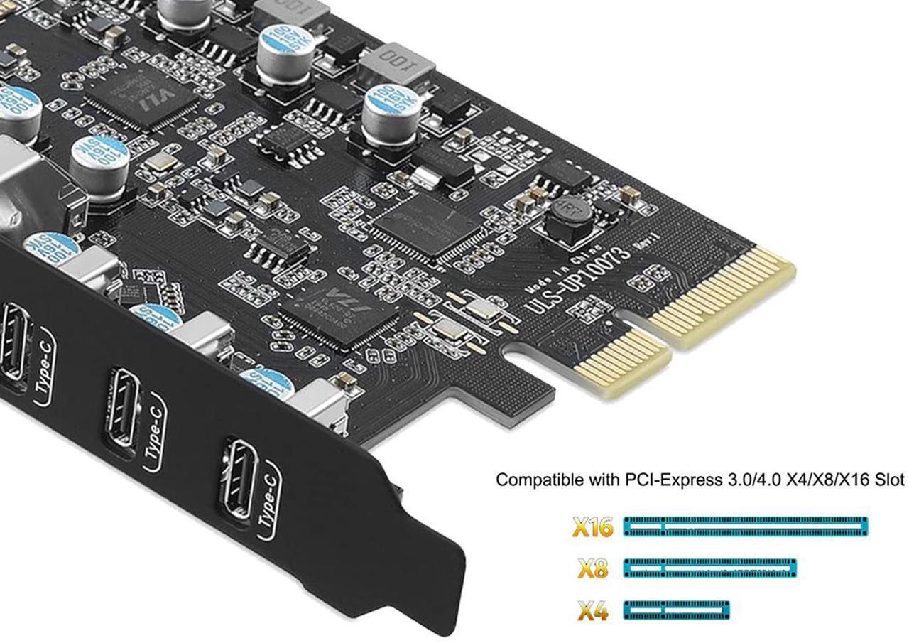 Alt view image 4 of 7 - PCIe 3.0/4.0 to 10Gbps USB 3.2 Gen2 Expansion Card,7-Ports (4 USB Type-A and 3 Type-C Ports) to PCI Express x4 PC USB Hub for Win10/8/7 Linux & MAC OS 10.8.2 above with Full-Profile Slot Cover