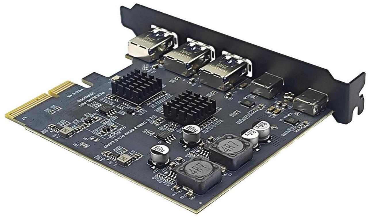 Alt view image 3 of 7 - PCIe 3.0/4.0 to 10Gbps USB 3.2 Gen2 Expansion Card,5-Ports (2x USB Type-C,3x USB A) to PCI Express x4 PC Internal USB Hub for Windows 10/8/7 Linux and MAC OS 10.8.2 above with Full-Profile Slot Cover