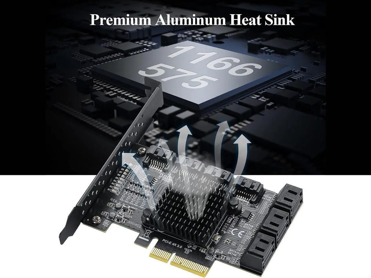 Alt view image 6 of 7 - SATA PCIe Card 10 Ports, 6 Gbps SATA 3.0 to PCI-e X4 Card,PCI Express to SATA(Non-Raid) Controller Expansion Card with Full Profile & Low Profile Bracket for 10 Ports SSD and HDD
