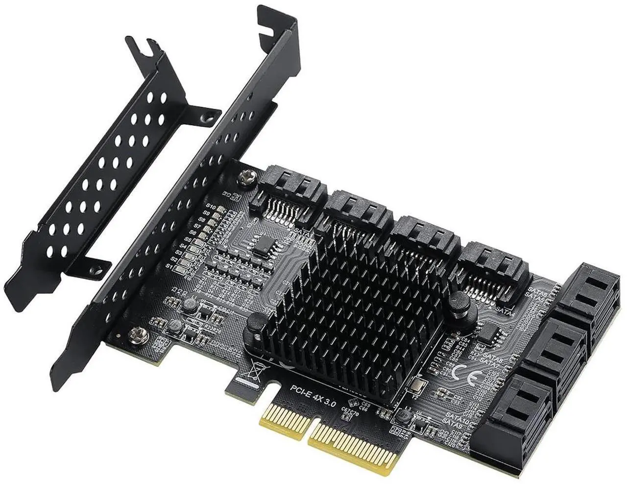 Alt view image 2 of 7 - SATA PCIe Card 10 Ports, 6 Gbps SATA 3.0 to PCI-e X4 Card,PCI Express to SATA(Non-Raid) Controller Expansion Card with Full Profile & Low Profile Bracket for 10 Ports SSD and HDD