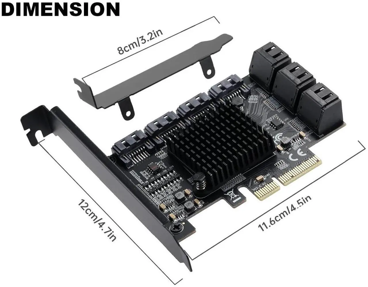 Alt view image 7 of 7 - SATA PCIe Card 10 Ports, 6 Gbps SATA 3.0 to PCI-e X4 Card,PCI Express to SATA(Non-Raid) Controller Expansion Card with Full Profile & Low Profile Bracket for 10 Ports SSD and HDD