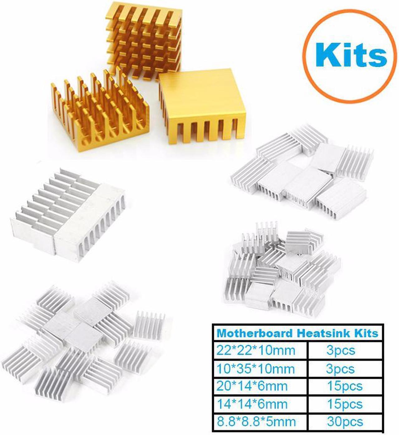 1Set/66pcs Aluminum Heat Sink Radiator Heatsink Cooler Kit for Computer Motherboard, IC chipset,RAM,LAN Heat Dissipation