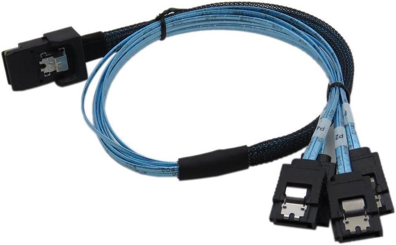 0.5 Meter Internal Mini SAS 36pin SFF-8087 Host/Controller to 4 x SATA 7pin Target/Backplane Forward Breakout Cable w/ Nylon Braiding