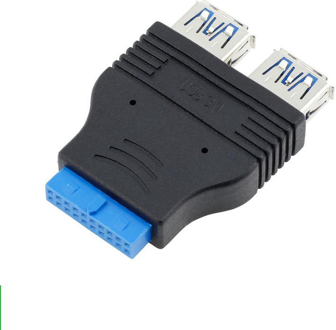 Dual Port USB 3.0 to Motherboard Mainboard Internal 20pin /19pin Header Adapter ,20-pins to 2 X USB A Female Connector