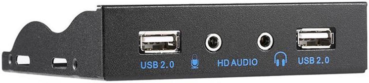 USB 2.0 2-Port 3.5 Inch Metal Front Panel Hub w/ HD Audio Output Port & Microphone Input,USB 10pin to 2 x Type A Female Splitter with Floppy Bay Bracket