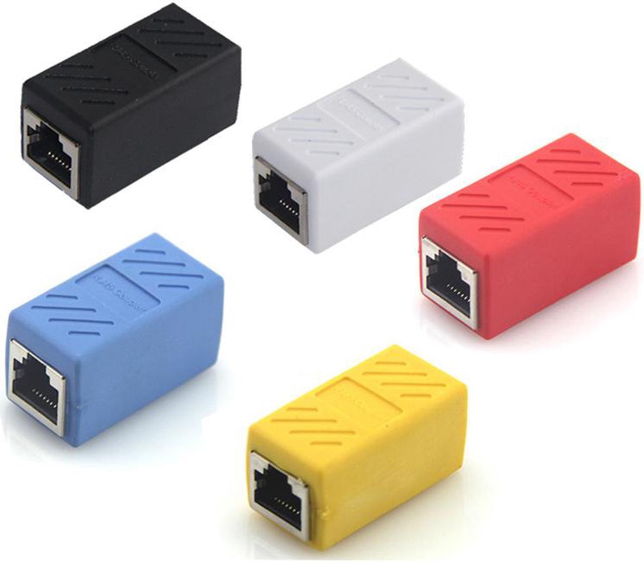 5 Pack RJ45 Lan Female Ethernet Network Shield SSTP Coupler Install Adapter,Cat7/Cat6A/Cat6/Cat5 E Network Cable  RJ-45 Connector Extender Plug,Black/White/Blue/Yellow/Red 5pcs/Lot