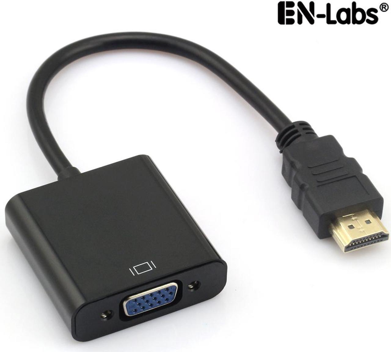 Enlabs ADHD2VGABK 8 inch HDMI-compatible to VGA Adapter Converter for Computer, Desktop, Laptop, PC, Monitor, Projector, HDTV, Chromebook, Raspberry Pi, Roku, Xbox and More - Black -1080p - 1920x1080