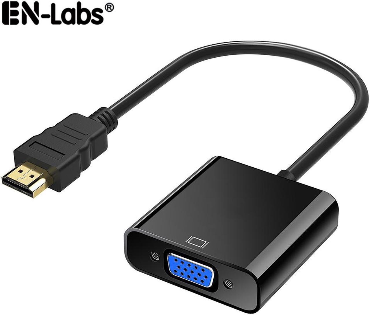 Enlabs ADHD2VGAABK 8 inch HDMI-compatible to VGA, Gold Plated High-Speed 1080P Active HDTV to VGA adapter Converter Male to Female with 3.5mm Stereo Audio - Black,1080p - 1920 x 1200 VGA Monitor PC