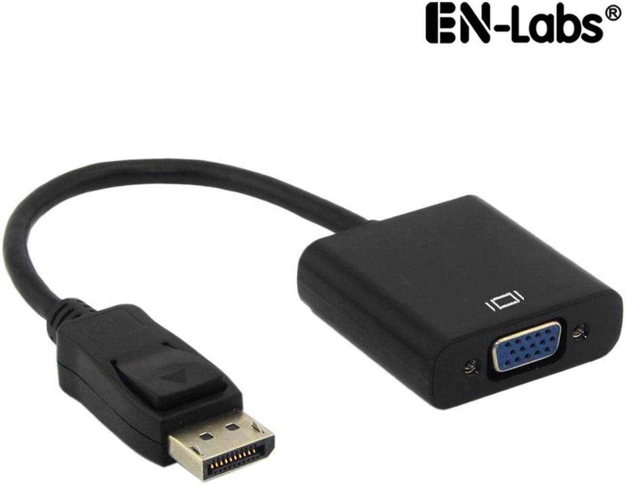 EnLabs ADDP2VGA DisplayPort to VGA Video1080p Active Adapter - DP to VGA Converter Male to Female ,Gold Plated, Compatible Computer, Desktop, Laptop, PC, Monitor, Projector, HDTV - 1920x1200,Black