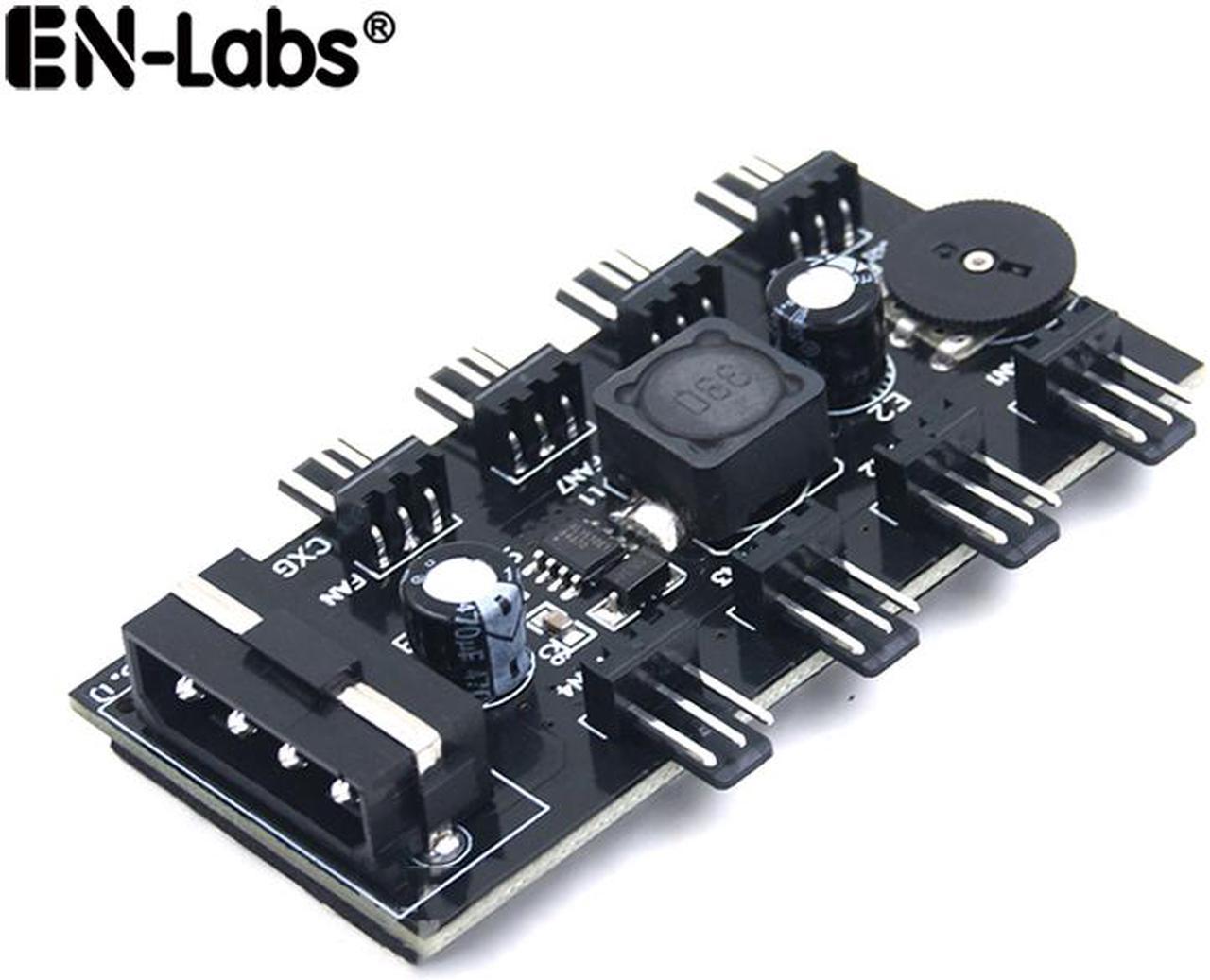 EnLabs TX3CO8D Molex 4pin to 8 Port 3-pin Fan Hub Splitter - Internal Knob Fan Speed Controller,Compatible with 3 pin 4 pin CPU & Case Fan Control by Voltage Adjusted