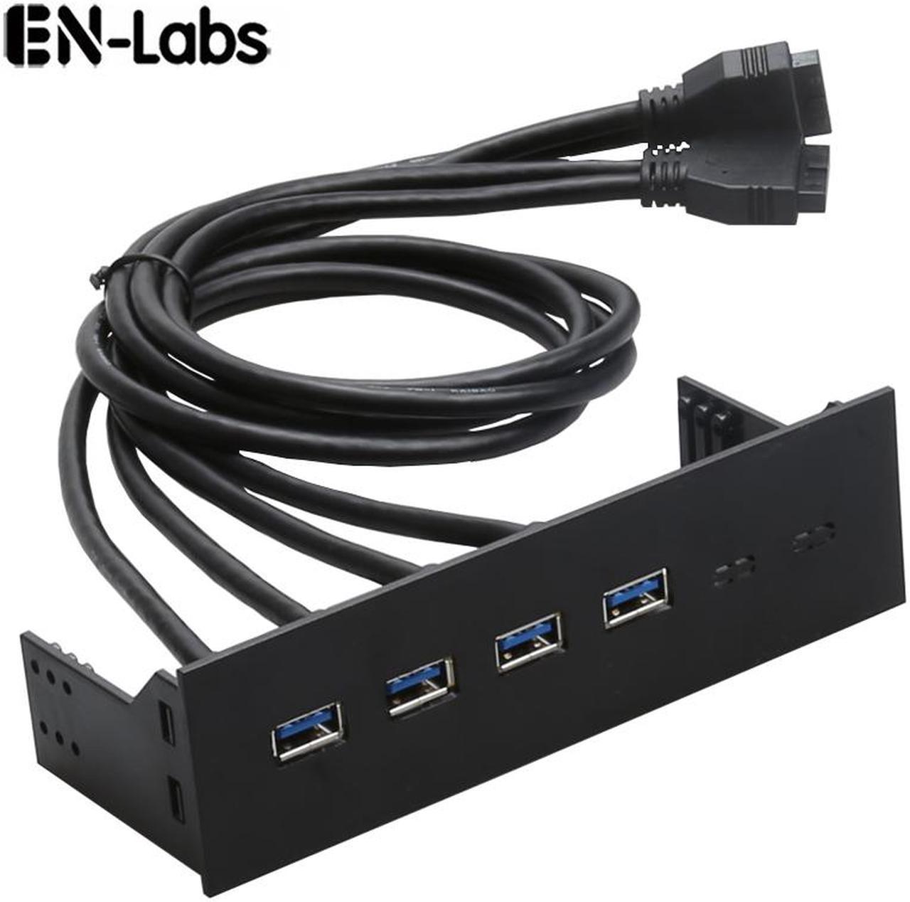 EnLabs FP525U34PL PC Case 5.25 inch front panel 4 Ports USB 3.0 USB Hub,Dual 60CM 2 x USB 3.0 Type A Female to Motherboard 20pin Splitter Cables -Black Plastic