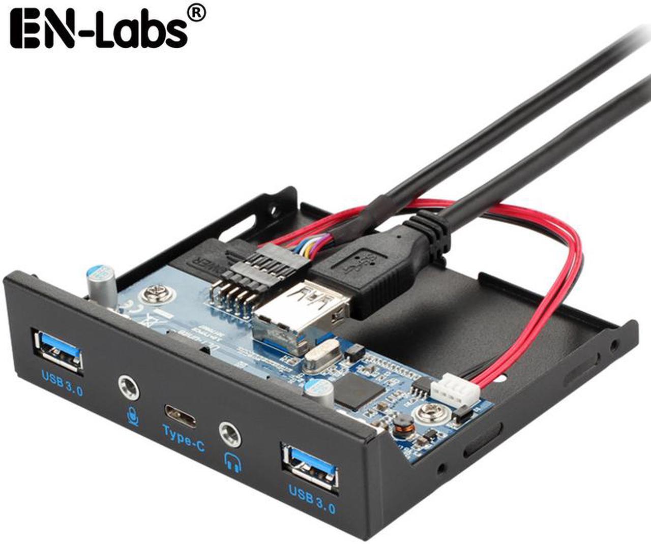 Enlabs FP35U32UCAM USB 3.1 Type C 5Gb/s & 2 x USB 3.0 PC Case 3.5 inch Floppy Bay Front Panel 3 Ports USB Hub w/ HD Audio Output & Microphone