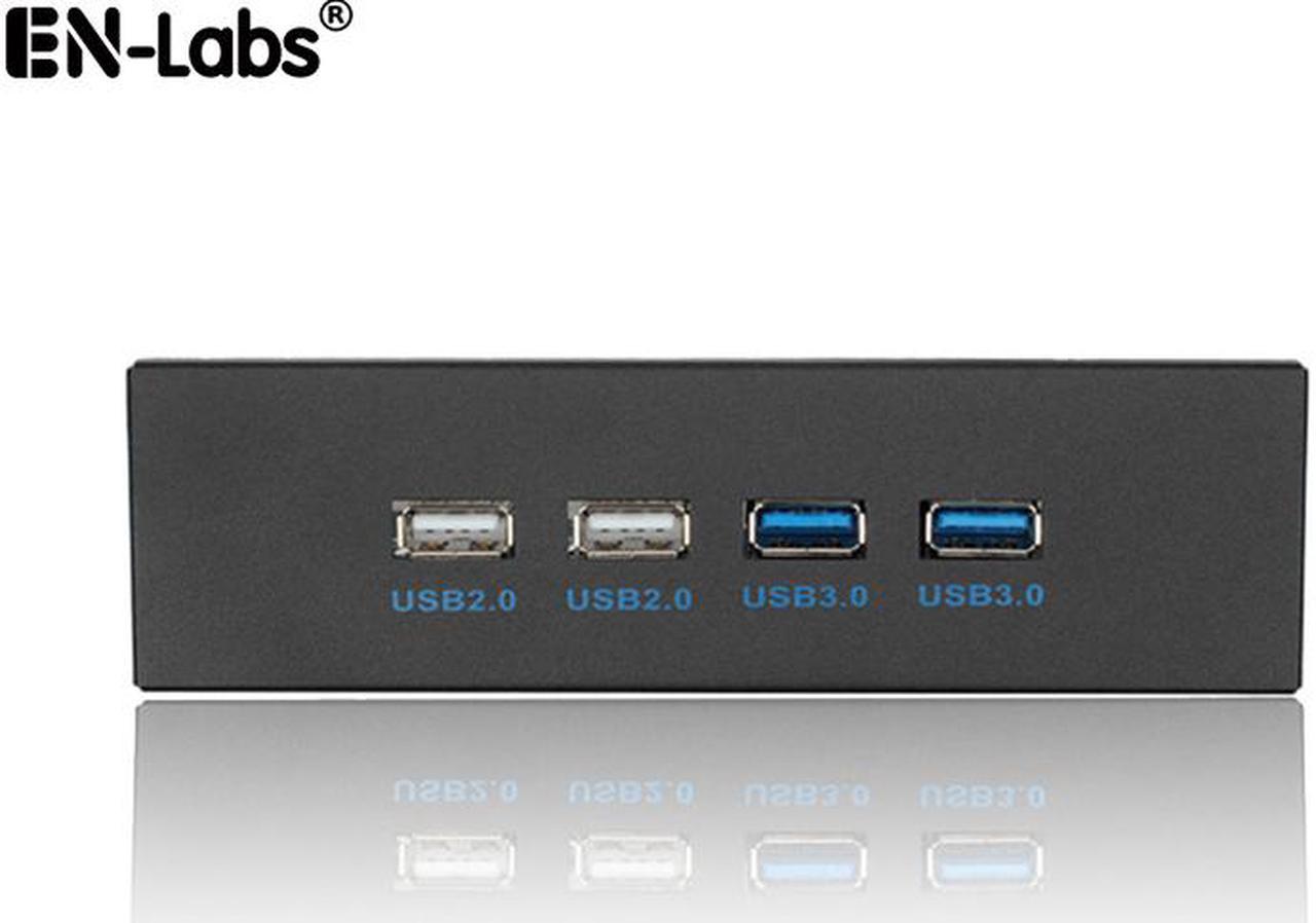 EnLabs FP525U22U32M PC Case 5.25 inch front panel 4 Ports USB Hub,2 Ports USB 3.0 & 2 Ports USB 2.0,2.6ft USB Type A Female to motherboard Adapter Cable